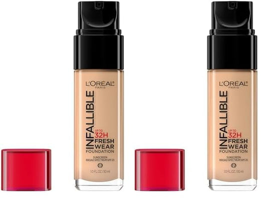 L’Oréal Paris Makeup Infallible Up to 24 Hour Fresh Wear Foundation, Golden Beige, 1 fl; Ounce (Pack of 2)
