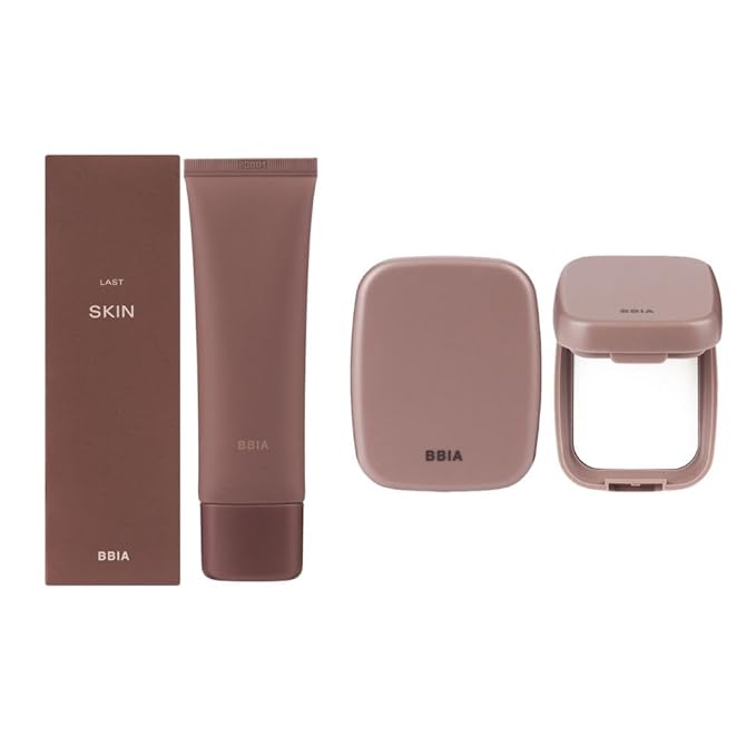 BBIA Last Skin Foundation (#01 LIGHT BEIGE) + Last Sebum Pact BUNDLE SET/Medium Coverage & Semi-Matte Finish Liquid Foundation and Sebum Control Makeup Pressed Powder Pact