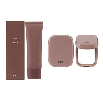 BBIA Last Skin Foundation (#01 LIGHT BEIGE) + Last Sebum Pact BUNDLE SET/Medium Coverage & Semi-Matte Finish Liquid Foundation and Sebum Control Makeup Pressed Powder Pact