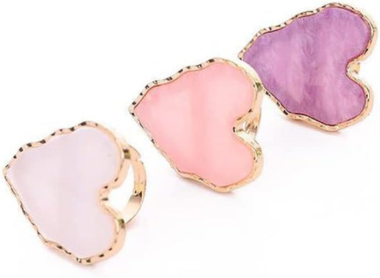 3 Pcs Resin Nail Art Palette Rings Gel Polish Mixing Tray DIY Color Plates with Adjustable Finger Rings Heart