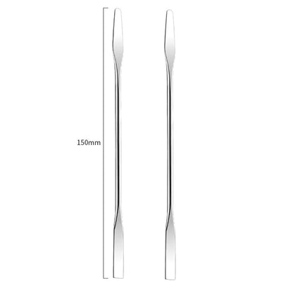 2Pcs Stainless Steel Cosmetic Mixing Makeup Spatula Nail Art Palette Stick Stirring Rod Mixer Artist Tool for Beauty Salon Color Cream Mixing Professional and Personal Use, Silver