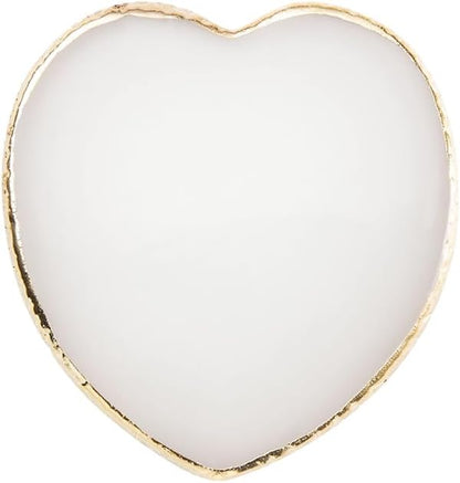 Resin Nail Art Palette Heart Nail Mixing Palette Nail Polish Color Display Plates Palette Makeup Mixing Tray Golden Edge Nail Plate White