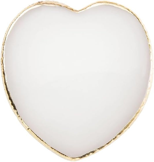 Resin Nail Art Palette Heart Nail Mixing Palette Nail Polish Color Display Plates Palette Makeup Mixing Tray Golden Edge Nail Plate White