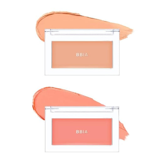 BBIA Ready To Wear Downy Cheek Cream Blush 2P Set (03 DOWNY APRICOT + 05 DOWNY CORAL) / Blendable and Lightweight Cheek Makeup, Highly Pigmented with Long Wearing Formula
