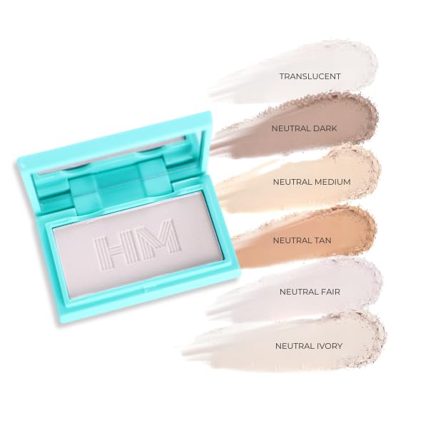 Haute Minute Smooth Setting Vegan Pressed Powder Compact and Matte Blurring Face Powder Foundation Full Coverage – Neutral Ivory – Talc-Free, For Oily & Dry Skin, Travel-Size Makeup with Mirror