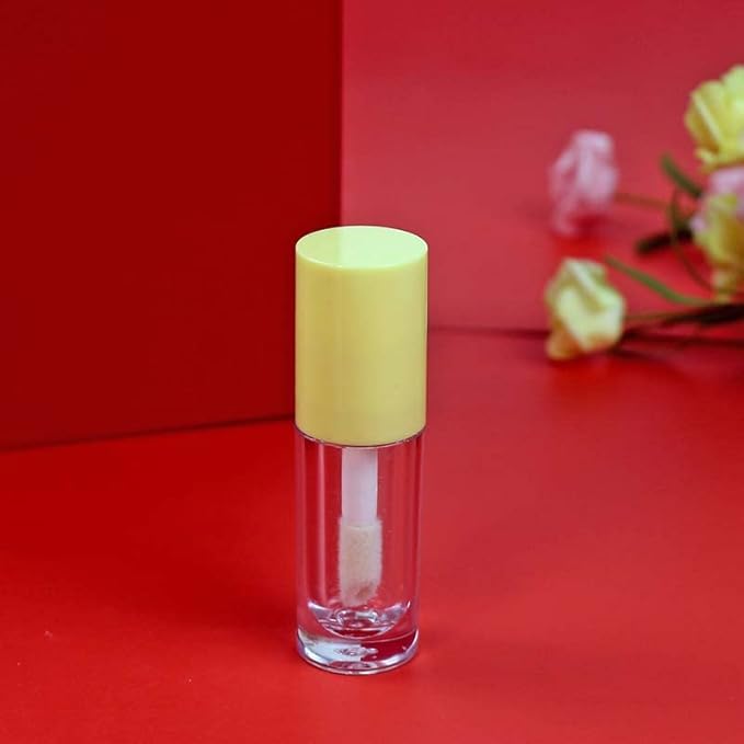 COSIDEA 30pcs Yellow Empty 6ml 0.2oz Lip Gloss Tubes with Big Doe Foot Wand，Round Lipgloss Containers，Concealer Tube Cosmetic Packing Container Bulk Wholesale