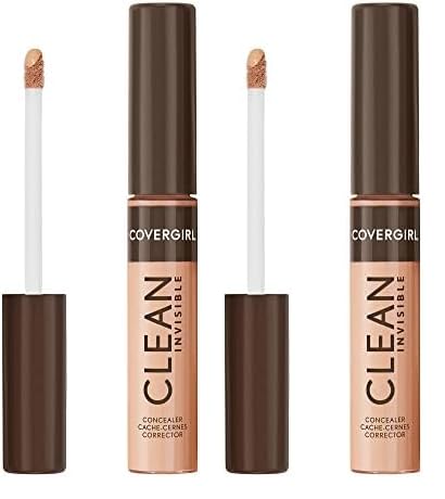 Covergirl Clean Invisible Concealer, Lightweight, Hydrating, Vegan Formula, Warm Nude 123, 0.23oz (Pack of 2)