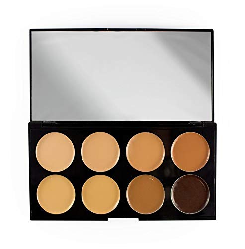 Makeup Revolution Ultra Cover and Concealer Palette, Face Make Up, Light and Dark Highlighter, Light to Dark Makeup Palette with 8 Color Shades
