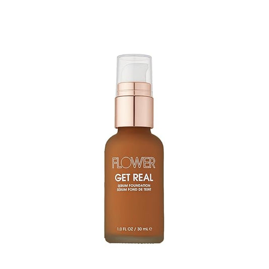 FLOWER BEAUTY By Drew Barrymore Get Real Serum Foundation - Hydrating + Lightweight Formula - Light to Medium + Buildable Coverage (Sable)