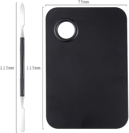 2pcs Set Artist Mixing Makeup Palette Foundation Spatula Makeup Foundation Color Mixing Pallet Nail Palette Nail Art Nail Polish Makeup Tray Nail Kit Stainless Steel Blender