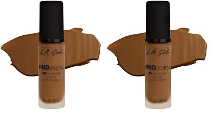 L.A. Girl Pro.matte foundation, Nutmeg GLM683, 1 fl. oz. (Pack of 2)