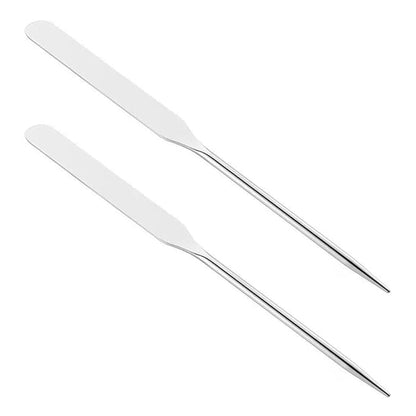 2 Pieces Stainless Steel Makeup Spatula Foundation Mixing Tool Eye Cream Spoon Foundation Spatula Cosmetic Skincare Spatula Nail Art Makeup Stirring Rod for Home Beauty Salon, Silver