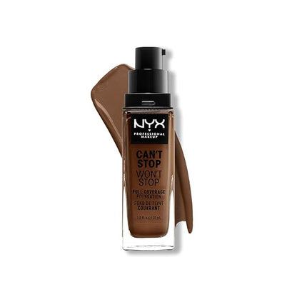 NYX PROFESSIONAL MAKEUP Can't Stop Won't Stop Foundation, 24h Full Coverage Matte Finish - Deep Rich