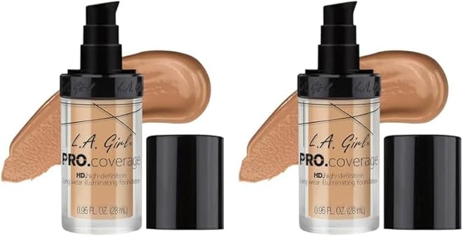 L.A. Girl Pro Coverage Liquid Foundation, Natural, 0.95 Fl Oz (Pack of 2)
