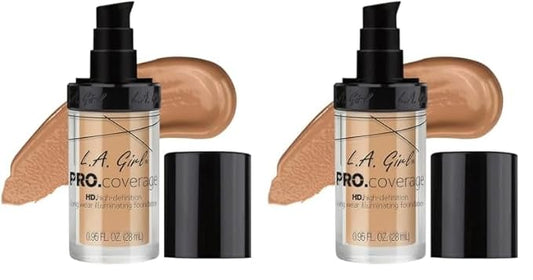 L.A. Girl Pro Coverage Liquid Foundation, Natural, 0.95 Fl Oz (Pack of 2)