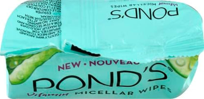 Pond's Vitamin Micellar Wipes For Dry Skin Hydrate Aloe Vera Removes Waterproof Makeup 25 Wipes (Pack of 2)