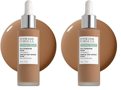 Physicians Formula Organic Wear Natural Full Coverage Silk Liquid Foundation Elixir Tan-to-Deep (Pack of 2)