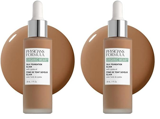Physicians Formula Organic Wear Natural Full Coverage Silk Liquid Foundation Elixir Tan-to-Deep (Pack of 2)