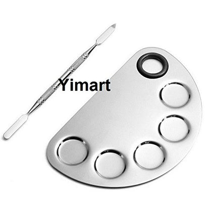 Yimart Pro Stainless Steel Makeup Cosmetic Artist Five Holes Mixing Pallete Spatula