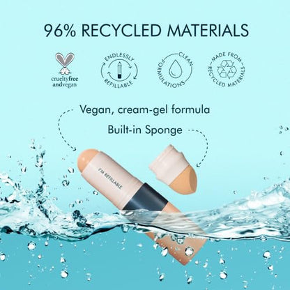 Trestique Refillable Face Stick Foundation with Built-In Sponge, Clean Beauty Medium Coverage