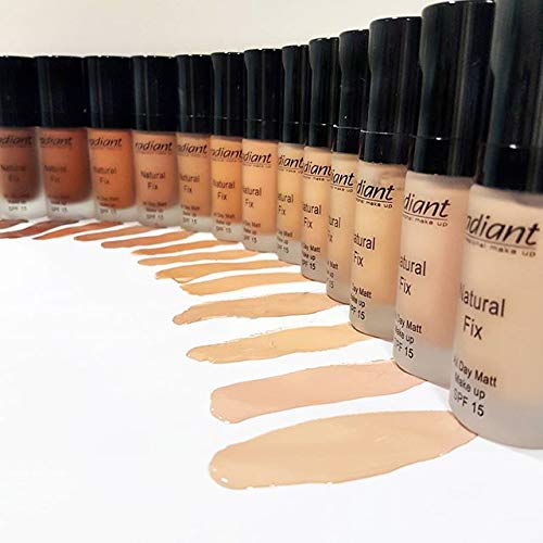Radiant Professional Natural Fix All Day Matte Cream Foundation - Long Wear High Coverage Face Makeup Foundation With SPF 15 - Oil Free Matte Finish - For All Skin Types-1.01 oz. (6B Cinnamon)