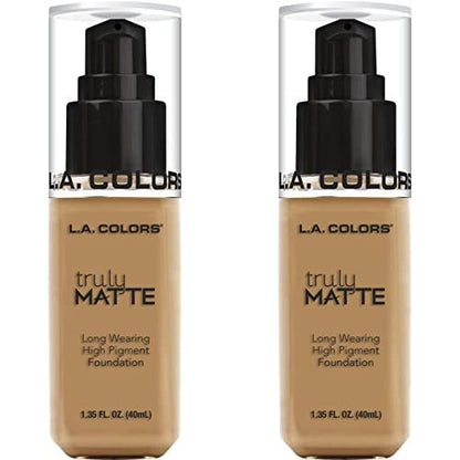 L.A. COLORS Truly Matte Foundation, Warm Honey, 1.35 Fl. Oz. (Pack of 2)