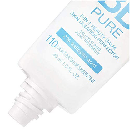 MAYBELLINE New York Dream Pure Skin Clearing BB Cream, 8-in-1 Skin Perfecting Beauty Balm With 2% Salicylic Acid, Sheer Tint Coverage, Oil-Free, Medium/Deep, 1 Count (Pack of 2)