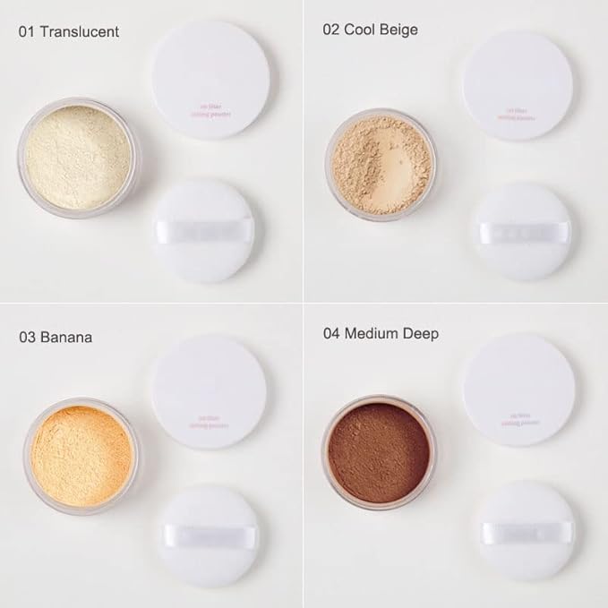 2 Pcs PHOERA Translucent Setting Powder, Control Oil Brighten Skin Color Cover Blemish Face Setting Loose Powder。 (01 Translucent)