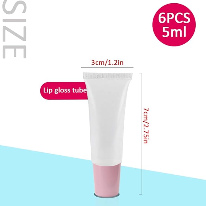 AMORIX 6 Packs Lip Gloss Tubes 5ml Pink Cap Lip Gloss Containers Empty Lip Balm Tubes Cosmetic Squeeze Lipgloss Tubes for DIY Lip Gloss Base