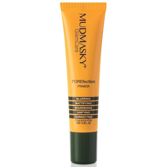 MUDMASKY POREfection Primer 15ml / 0.5FL. OZ. Hybrid Primer – Skincare x Makeup – Minimizes Pores, Mattifies & Nourishes Skin – Long-lasting Base for Flawless Beauty – Made in Italy