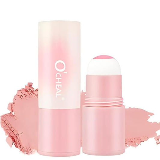 O'CHEAL Powder Blush Stick for Cheek and Eyes, Soft and Blendable Natural Flush, Long-Lasting Dewy Blusher Makeup, Buildable Glow for Face,Multi-Use Blush 01