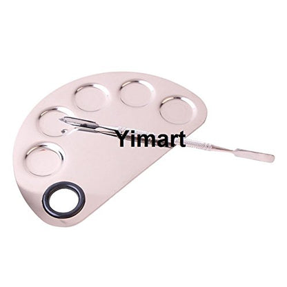 Yimart Pro Stainless Steel Makeup Cosmetic Artist Five Holes Mixing Pallete Spatula