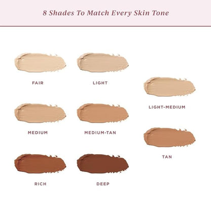 Foundation for Light to Full Coverage - Mousse Liquid Makeup Foundation for Uneven Skin Tone - Diverse Skin Types Mature, Dry, Oily - Oil-free, Cruelty-free (Deep)
