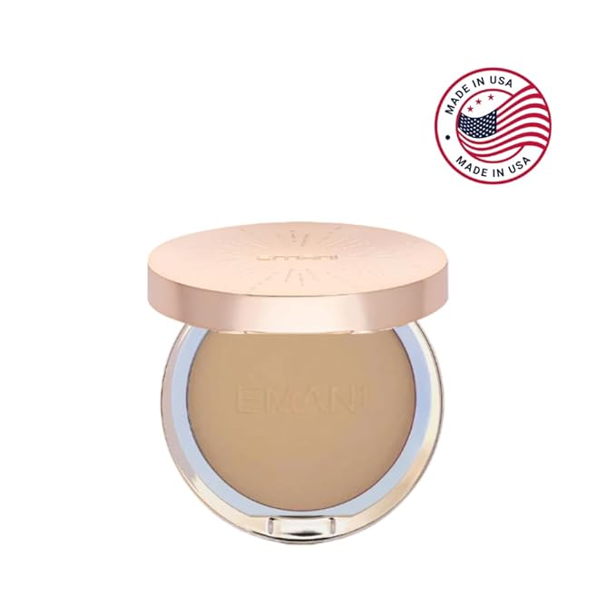 Emani Flawless Matte Powder Foundation Makeup for Sensitive Skin, Natural Mineral Foundation Compact with Buildable Coverage, Oil Control, Talc Free, Cruelty-Free & Vegan, Golden Tan
