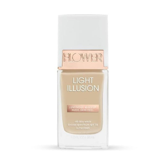 Flower Beauty Light Illusion Foundation with SPF 18 - Liquid Foundation Makeup with Buildable Coverage & Breathable/Lightweight Formula - Natural Complexion (Ivory)
