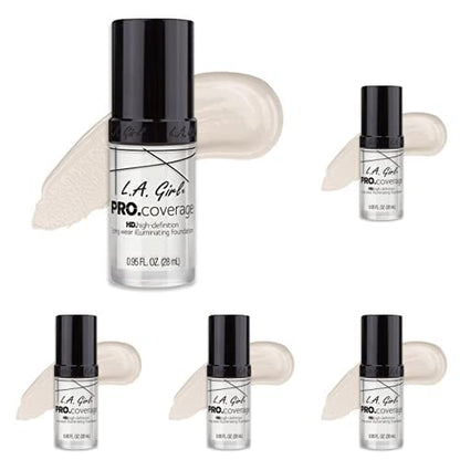 L.A. Girl Pro Coverage Liquid Foundation, White, 0.95 Fl Oz (Pack of 5)
