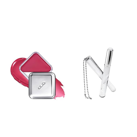 CLIO Essential Lip & Cheek Tap + Sillicone Lip Brush Bundle, 05 Cherry Shower