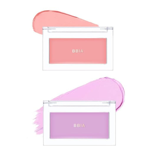 BBIA Ready To Wear Downy Cheek Cream Blush 2P Set (01 DOWNY PINK + 04 DOWNY LAVENDER) / Blendable and Lightweight Cheek Makeup, Highly Pigmented with Long Wearing Formula