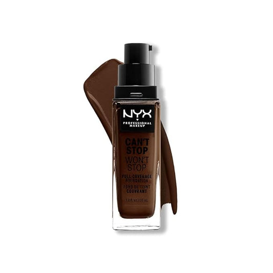 NYX PROFESSIONAL MAKEUP Can't Stop Won't Stop Foundation, 24h Full Coverage Matte Finish - Deep Ebony