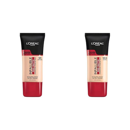 L'Oreal Paris Infallible Pro-Matte Liquid Foundation Bundle - Classic Ivory & Ivory Buff, 1 fl oz Each