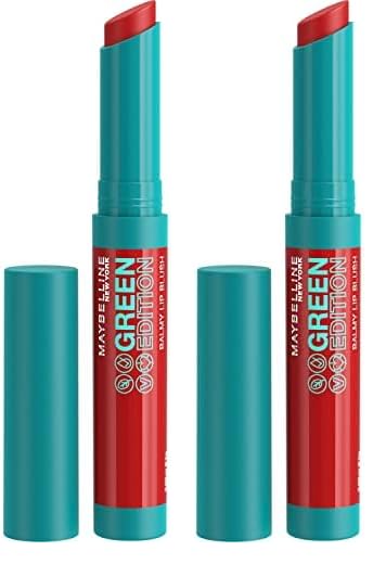 MAYBELLINE Green Edition Balmy Lip Blush, Formulated With Mango Oil, Bonfire, Blue Red, 1 Count (Pack of 2)