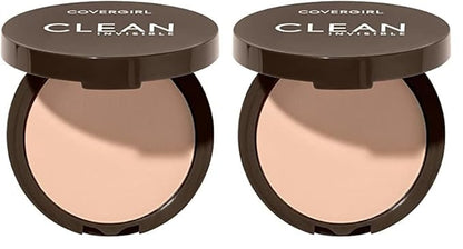 Covergirl Clean Invisible Pressed Powder, Lightweight, Breathable, Vegan Formula, Creamy Natural 120, 0.38oz (Pack of 2)