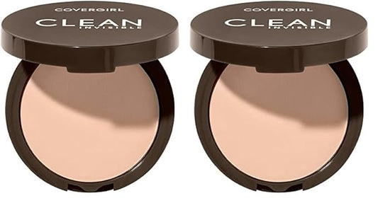 Covergirl Clean Invisible Pressed Powder, Lightweight, Breathable, Vegan Formula, Creamy Natural 120, 0.38oz (Pack of 2)