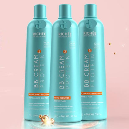 Richée Professional | Liso BB Cream Kit | Pure Active Ingredients And Extraordinary Shine | (3x) 1000 ml / 33.8 fl.oz.