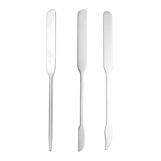 Leadigol 3pcs Cosmetic Mixing Makeup Spatula Nail Art Palette,Spoon Stainless Steel Spatula Face Brush Stirring Embossing Stick Makeup Brushes Cosmetic Tools Nail Polish Mix Stick