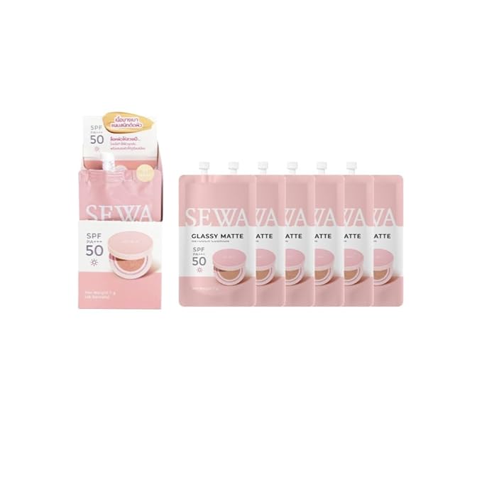 MakeupxSewa Cushion Glassy Matte Retouch SPF50 PA+++ Matte Look 4 shades, Travel Size (01 IVORY, 7g.x 6 sachets)