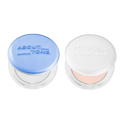 [ABOUT TONE] Air Fit Powder Pact + Sebum Cut Powder Pact BUNDLE SET/Pressed Powder Pact with Mirror and Puff, Face Makeup Setting Powder, Finishing Powder with Sebum Control, Vegan