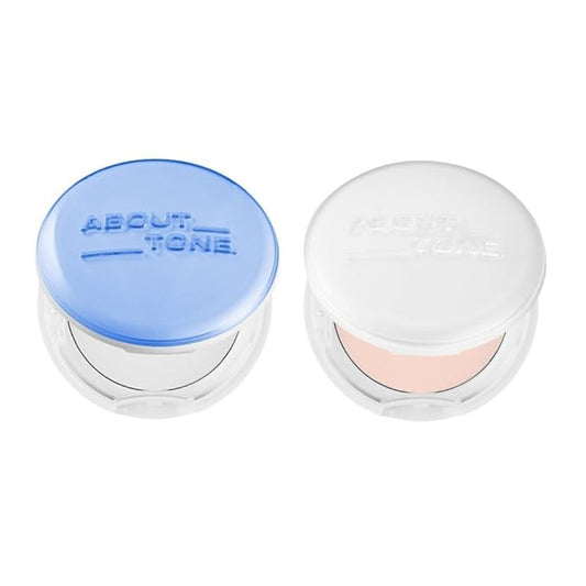 [ABOUT TONE] Air Fit Powder Pact + Sebum Cut Powder Pact BUNDLE SET/Pressed Powder Pact with Mirror and Puff, Face Makeup Setting Powder, Finishing Powder with Sebum Control, Vegan