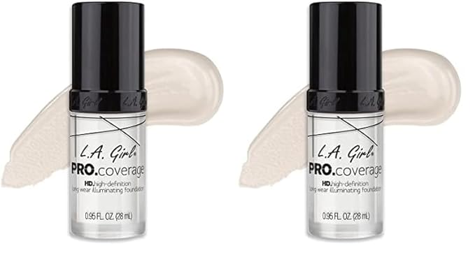 L.A. Girl Pro.Coverage Illuminating Foundation, White - lightener GLM641 (Pack of 2)