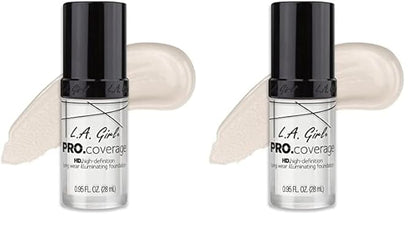 L.A. Girl Pro.Coverage Illuminating Foundation, White - lightener GLM641 (Pack of 2)